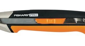 Fiskars Cuttermesser, Länge 16,5 cm, Inklusive Klinge (18mm), Rostfreier Stahl/Kunststoff, Schwarz/Orange, CarbonMax, 1027227