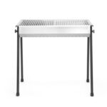 HENDI Holzkohlegrill, inkl 2 roste von je 345x345mm, Model Patio, mit abnehmbaren Füßen, Bräter, BBQ, nur für Verwendung im Aussenbereich, 770x380x(H)760, Edelstahl 18/0