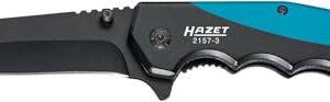 Hazet Klappmesser 2157-3 I Outdoor Taschenmesser mit hochwertiger Edelstahl-Klinge I Aluminium-Griff mit Fingermulden für den Einsatz in Werkstatt, Industrie oder Hobby