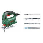 Bosch Stichsäge PST 700 E (1x Sägeblatt, Koffer, 500 Watt) + Professional 40tlg. Stichsägeblatt-Set Wood and Metal (für Holz und Metall, Zubehör für Stichsägen)