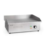 Klarstein Elektrogrill, Grillplatte, Elektrische Grillplatte, Tischgrill, Elektrogrill aus Edelstahl, Spritzschutz & Auffangbehälter, Glatte XL Grillfläche: 54,5x35 cm, Stufenlos 50-300 °C, 3000 Watt