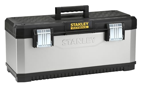 STANLEY FatMax Werkzeugbox/Werkzeugkofferleer Werkzeugkasten (26", 66x29x30cm, herausnehmbare Trage, stabiler Koffer mit Aussparung, Werkzeugkiste mit Bi-Material FatMax Griff) 1-95-617