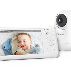 Momcozy Babyphone mit Kamera 5 Zoll 1080P HD-Video Babyphone ohne WLAN mit Kamera und Audio 5000 mAh Akku Babyphone, IR-Nachtsicht Weitwinkelobjektiv 2-Wege-Audio Vox-Modus 960 Fuß Reichweite