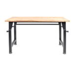 HEMMDAL Werkbank | 200 kg Tragkraft | HxBxT 105 x 135 x 60 cm | 3,5 cm Starke Holzplatte | höhenverstellbar | hochrobust aus pulverbeschichtetem Stahl | Profi-Arbeitstisch | Werktisch