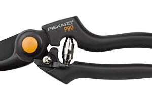 Fiskars Bypass-Gartenschere für frische Äste und Zweige, Antihaftbeschichtet, Hochwertige Stahl-Klingen, Länge: 22,5 cm, Schwarz/Orange, Pro, P90, 1001530