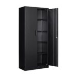 Sightlife Aktenschrank abschließbar mit 2 Türen Metallschrank Stahlschrank Mehrzweckschrank Metall Büroschrank Einstellbare Regale Aufbewahrungsschrank für Büro Haus Garage 170X78X39cm Schwarz