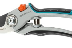 Gardena Gartenschere Alu B/L: Pflanzenschonende Baumschere mit Bypass-Schneide für Äste und Zweige bis 25 mm Durchmesser, robuste Alugriffe, auswechselbare Klinge, nachstellbares Gewerbe (8906-20)