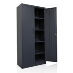 Ondis24 Aktenschrank, Mehrzweckschrank, Schloss, verstellbare Ablagen, Stabil, belastbar, Doppeltüren mit Türmagnet und Griffen Robust, werkzeugschrank, Büro, Werkstatt, Garage (Anthrazit, 170)