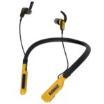 DEWALT Heavy-Duty Bluetooth Neckband Kopfhörer – Kabellose Nackenbügel-Earbuds mit 30 Std. Laufzeit, Geräuschisolierung, Magnetische Earbuds, Jobsite Pro, Integriertes Mikrofon für BAU, Sport, Arbeit