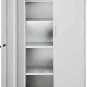 Aktenschrank, Mehrzweckschrank, Stahl-Aufbewahrungsschrank, 5 Ebenen180x80x40, Doppeltüren, Schloss, Werkzeugschrank, verstellbare Ablagen (Gray)