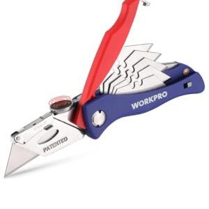 WORKPRO Teppichmesser Faltbares Cuttermesser Universalmesser inkl. 5 Ersatzklingen für Handwerker