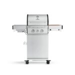 BURNHARD® Gasgrill 2-Brenner 900°C Infrarot-Keramikbrenner, Gusseisen-Grillrost, Edelstahl Grillwagen, klappbare Seitentische, Grillabdeckung – FRED Jr. Deluxe