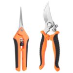 OFFCUP Gartenschere Klein, 2 Stück Ernteschere Edelstahl Pflanzenschere, Präzise Pruning Shears Gartenarbeit Handschere Rosenscheremit mit Feststellgriff, Blumenschere für Bonsai, Blumen, Obst, Gemüse