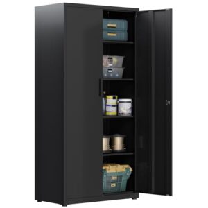 Aktenschrank, Mehrzweckschrank, Stahl-Aufbewahrungsschrank, Werkstattschrank, 180 x 80 x 40 cm, Schwarz