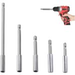 ANBOO 5tlg Bit Verlängerung Akkuschrauber,50/60/75/100/150mm,1/4" Sechskantschaft,Magnet Bithalter Set,Magnetische Bithalter,Bitverlängerung Set,Geeignet Für Elektrische Bohrmaschine,Schraubendreher