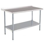 Amazon Basics Werkbank aus Edelstahl, NSF-zertifiziert, mit Spritzschutz, 61 x 152 cm, Silber