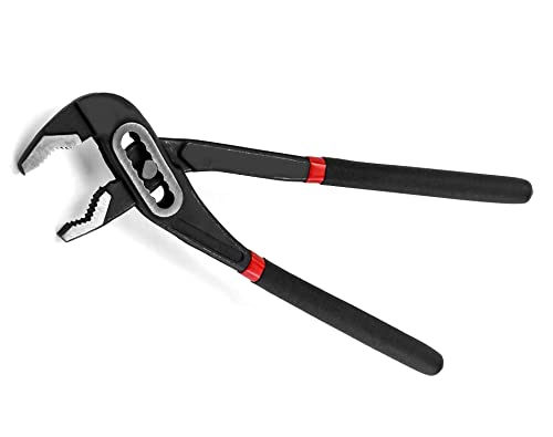 QWORK® Wasserpumpenzange, 250 mm Wasserrohrzange, Maximale Öffnungsweite 85 mm, Mit Rutschfesten Gummigriffen