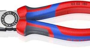 KNIPEX Kombizange, 180 mm, schneidet weichen Draht (Kupfer) und harten Draht (Stahldraht), greift Flach- und Rundmateralien, 03 02 180