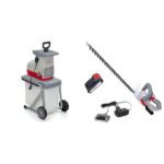 IKRA 81002880 Elektro Gartenhäcksler Walzenhäcksler ILH 3000 A & Akku Heckenschere IAHS 20-1 inkl. Akku 20V & Akku-Ladestation, Schnittlänge 54cm