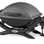 Weber Q 1400 Elektrogrill/Tragbarer Stadtgrill, Porzellanemaillierter Gusseisenrost, Schnellheizelement, 43 x 32 cm Grillfläche, Abnehmbare Auffangschale, 1,8 m Netzkabel, Schwarz