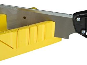 STANLEY Gehrungslade aus Kunststoff mit Rückensäge 1-19-800 (mit Befestigungsbohrungen, Schnittwinkel: 22.5°/45°/90°, schlagfester Korpus) zur Befestigung der Gehrungslade an Werkbänken - 1-19-800