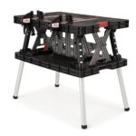 Keter Werkzeugbank faltbar Master Pro Serie Folding Work Table, Kunststoff, bis 450kg belastbar, inklusive Zwei 30cm Klemmen, wetterfest, Maße: 91x55,5x75,5cm