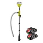 ONEVAN Akku Regenfasspumpe mit Teleskopstange, Bürstenlos Kabellose Elektro Wasserpumpe 21V, 10m Förderhöhe, Fördermenge 2740 L/h, 2m Schlauch, 2x3000mAh Akkus, für Garten, Pool, Regentonne