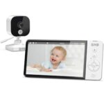 GHB Babyphone mit Kamera 5 Zoll 720P HD 5000mAh IPS-Display VOX-Modus 4X Zoom Nachtsicht Gegensprechen Temperaturanzeige Nicht drehbar