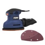 FERM Deltaschleifer 140 W – Detail-Multischleifer mit Dreieck-Schleifplatte 140×140×100 mm, 12.500 U/min, Staubabsaugung, Softgrip, inkl. Schleifpapier PSM1039