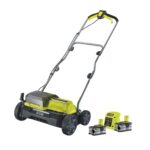 RYOBI 18 V ONE+ Brushless Akku-Vertikutierer RY18SFX35A-240 (Arbeitsbreite 35cm, 4-stufige Tiefeneinstellung, Vertikutierwalze mit 16 Klingen, 55L Schmutzfangsack, inkl. 2X 4,0Ah Akku und Ladegerät)