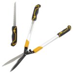 TOOLMAYS Heckenschere 78cm, Gartenschere mit 21cm Handsäge, Profi Gartenheckenschere manuell mit 20° abgewinkelte Kopfdesign