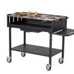METRO PROFESSIONAL Deluxe Holzkohle Grillwagen, 137 x 68 x 94 cm, Schutzhülle und Ablagetisch, Stahl/Edelstahl, schwarz