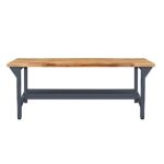 HEMMDAL PRO Werkbank Typ XL | 300 kg Tragkraft | HxBxT 85 x 200 x 75 cm | Holzfarben, Anthrazitgrau | Echtholzplatte | Werktisch für den Betrieb, Hobbyraum oder Werkstatt | Montagetisch