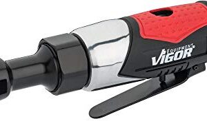 ViGOR Luft-Ratsche V5674 I Druckluft-Werkzeug mit 35,2 Nm Drehmoment, Abtrieb: Vierkant 6,3 mm, 240 Umdrehungen/ min., vibrationsarm mit Umschaltfunktion und kälteisolierendem Handgriff