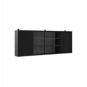 Jan Nowak Hängeschrank Werkzeugschrank Werkstattschrank Metallschrank Lochwand 2 Fächer 160 cm x 60 cm x 20 cm (Schwarz)
