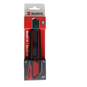 Würth 2K Cuttermesser 18mm inkl. 3 Abbrechklingen extrem scharf schwarz 071566295 Teppichmesser Universalmesser Papiermesser