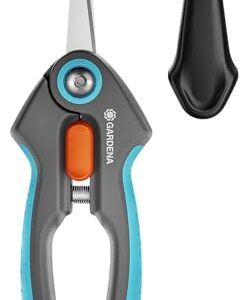 Gardena FreshCut: Ernteschere aus rostfreiem Edelstahl zum präzisen Ernten von Kräutern, Beeren oder Schnittblumen, 47 mm Klinge, ergonomischer Griff, inkl. Sicherheitskappe (12212-20)