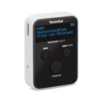 TechniSat DIGITRADIO mobil 2 – Portables DAB+/FM Mini-Radio mit integriertem Akku (wiederaufladbares Taschenradio, Kopfhörer, OLED Display, Favoritenspeicher) schwarz/weiß