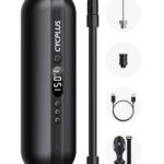 CYCPLUS Luftpumpe 150PSI Elektrischer Kompressor Tragbar Fahrradpumpe Mini Reifenpumpe mit Digital LED Anzeige LED Licht Wiederaufladbarer Li-ionen für alle Fahrräder Motorräder und Autos