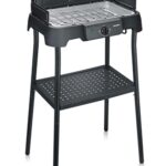 Severin Tischgrill mit Standfuß, Standgrill & Tischgrill (Innen- & Außennutzung), Balkon & Küche, Temperaturen 40-220°C, schnelles Aufheizen, 39x23cm, leichte Reinigung, 2000W, schwarz, PG 8596