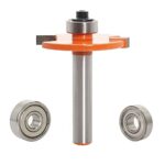 Sinoprotools 3-tlg Falzfräser Set,8mm Schaft Scheibenfräser,Schnitttiefe=4 Nuten T-förmiger Holzfräser mit 2 einstellbaren Lagern,Docking-Tool für Holzkekse Von #00,#10 und #20 (D=36,S=8)