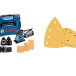 Bosch Professional Schwingschleifer GSS 160-1 A Multi (1,6 mm Schwingkreis-Ø, in L-BOXX) + 10x Schleifpapier Expert C470 mit 7 Löchern (für Hartholz, Farbe auf Holz, 100x150 mm, Körnung 80, Zubehör)