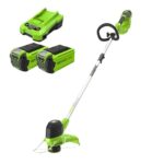 Greenworks 40V Akku Rasentrimmer für mittelgroße Gärten, höhenverstellbar, 30 cm Schnittbreite, automatischer Vorschub 1,65 mm Nylon Faden, zwei 40V 2Ah Akkus & Ladegerät, 3 Jahre Garantie G40LTK2X
