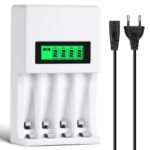 AXFEE Akku Ladegerät, Batterieladegerät mit LCD Anzeige, Universal 2000mAh Akku Ladegerät, 4-Ladeplatz Universal Schnell Akkuladegerät Battery Charger für Wiederaufladbare NI-Mh/NI-Cd AA AAA Batterie