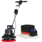 Floorboy® 12 Zoll Reinigungs- und Poliermaschine (Bohnermaschine, Tellermaschine, EInscheibenmaschine) mit Tank, Pads und Treibteller, Anleitungen und Padkunde von Bioraum