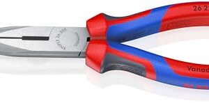 KNIPEX Flachrundzange mit Schneide (Storchschnabelzange) schwarz atramentiert mit Comfort-Griffen 200 mm, 26 22 200