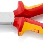 KNIPEX Flachrundzange mit Schneide (Storchschnabelzange) verchromt isoliert mit Mehrkomponenten-Hüllen, VDE-geprüft 200 mm, 26 26 200