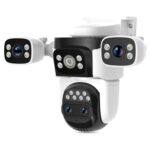 VSTARCAM 4-Linsen Überwachungskamera Aussen, 2K Kamera Überwachung Aussen 360° PTZ mit 10X Hybrid-Zoom, Außenkamera mit KI-Menschenerkennung, Smart Tracking, Farbnachtsicht, IP66 Wasserdicht