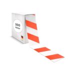 blizz-z Profi-Absperrband rot-weiß gestreift | 500 m x 75 mm | PE-Flatterband (nicht klebend) in Abrollkarton | für Baustellenabsperrungen, Gefahrenbereiche, Veranstaltungen, Events