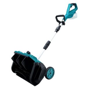 Akku Schneefräse für Makita Akku 18V,1000W Elektrische Schneefräse mit Rollen, Arbeitsbreite 32 cm, max.Schneehöhe 18 cm,Wurfweite 6m,30° Einstellbar (Blau Ohne Batterie)